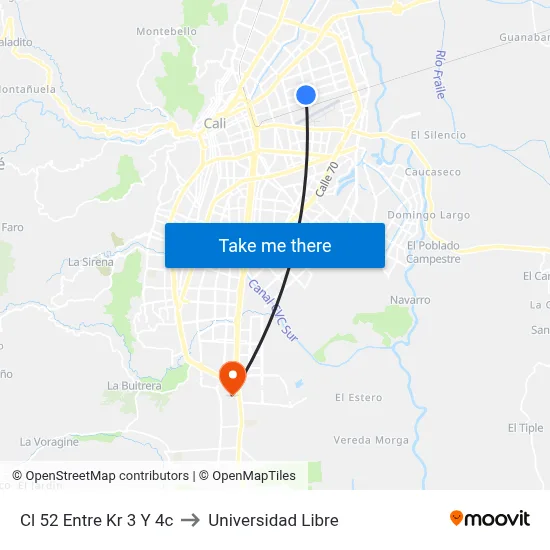Cl 52 Entre Kr 3 Y 4c to Universidad Libre map