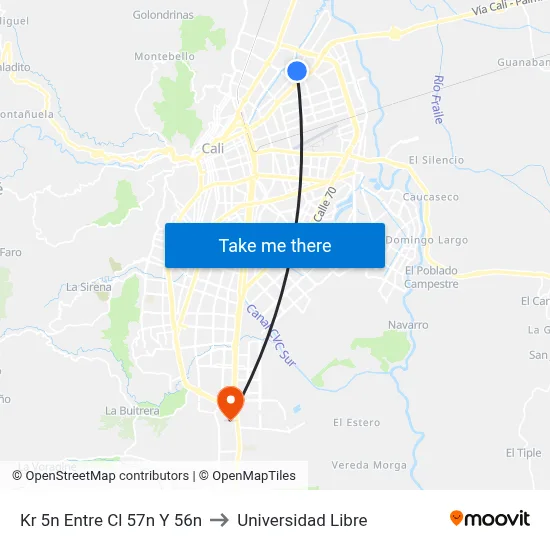 Kr 5n Entre Cl 57n Y 56n to Universidad Libre map