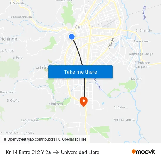 Kr 14 Entre Cl 2 Y 2a to Universidad Libre map