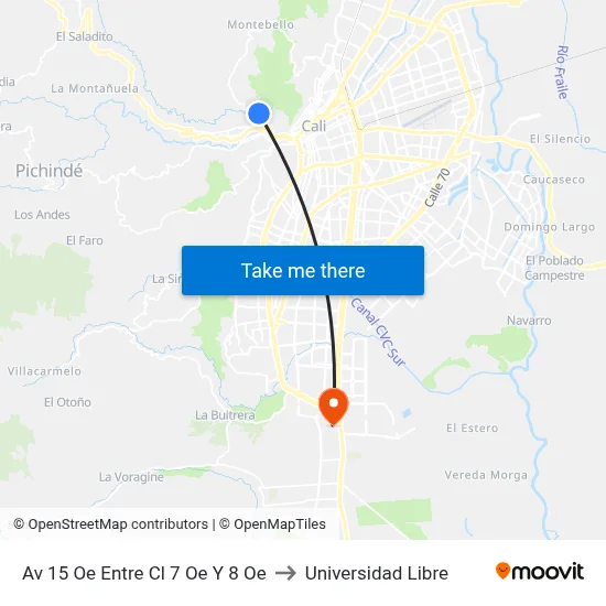 Av 15 Oe Entre Cl 7 Oe Y 8 Oe to Universidad Libre map