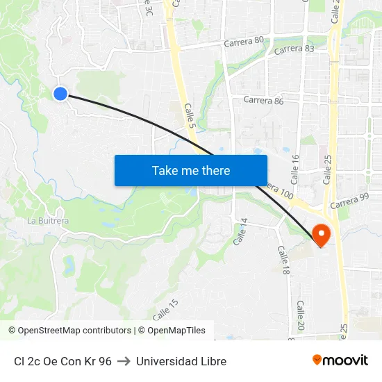 Cl 2c Oe Con Kr 96 to Universidad Libre map