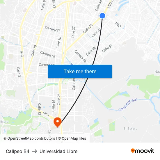 Calipso B4 to Universidad Libre map