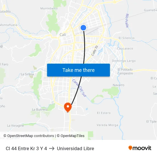 Cl 44 Entre Kr 3 Y 4 to Universidad Libre map