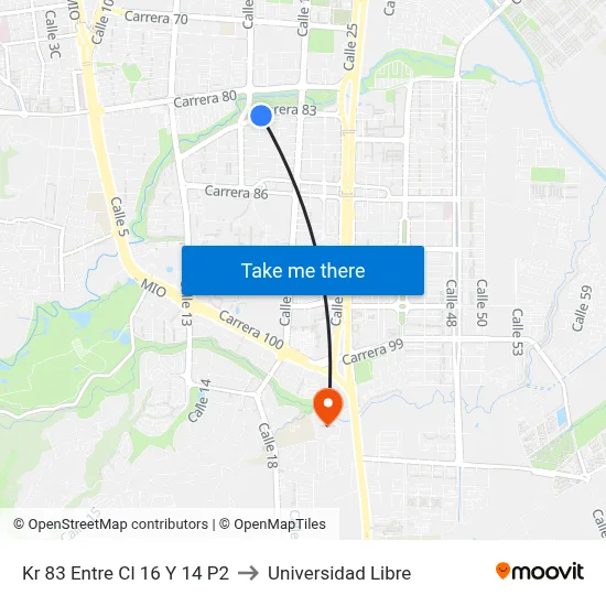 Kr 83 Entre Cl 16 Y 14 P2 to Universidad Libre map