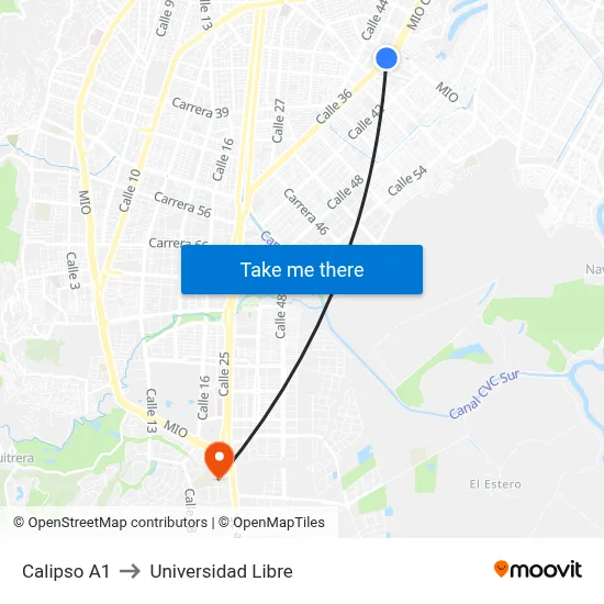 Calipso A1 to Universidad Libre map