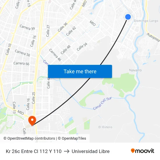 Kr 26c Entre Cl 112 Y 110 to Universidad Libre map