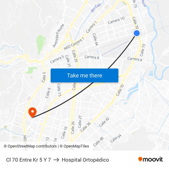 Cl 70 Entre Kr 5 Y 7 to Hospital Ortopédico map