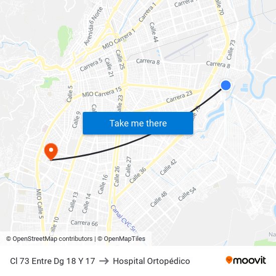 Cl 73 Entre Dg 18 Y 17 to Hospital Ortopédico map