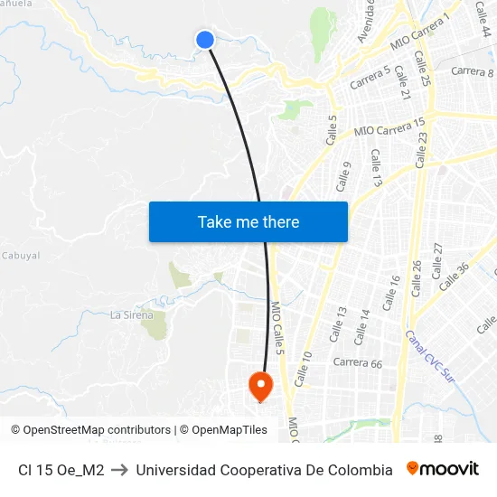Cl 15 Oe_M2 to Universidad Cooperativa De Colombia map