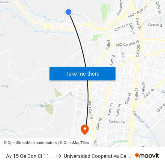 Av 15 Oe Con Cl 11a Oe_2 to Universidad Cooperativa De Colombia map