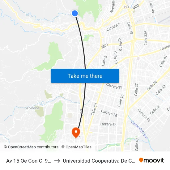 Av 15 Oe Con Cl 9 Oe_2 to Universidad Cooperativa De Colombia map