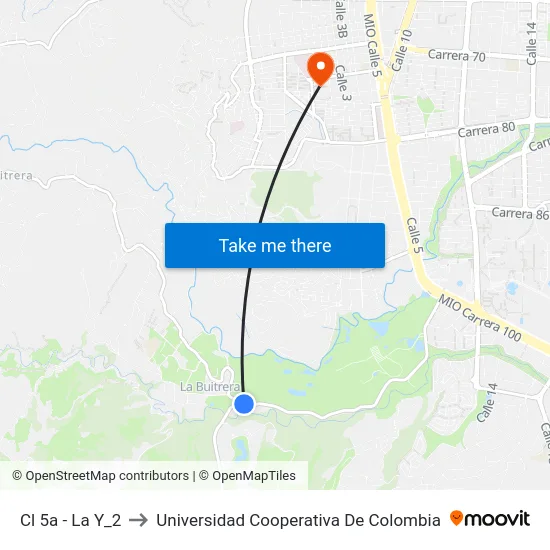 Cl 5a - La Y_2 to Universidad Cooperativa De Colombia map