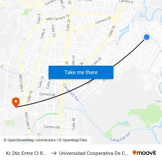 Kr 26c Entre Cl 85 Y 84 to Universidad Cooperativa De Colombia map