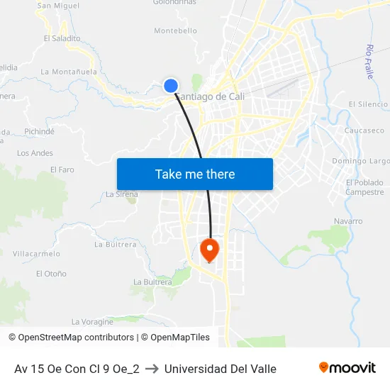 Av 15 Oe Con Cl 9 Oe_2 to Universidad Del Valle map