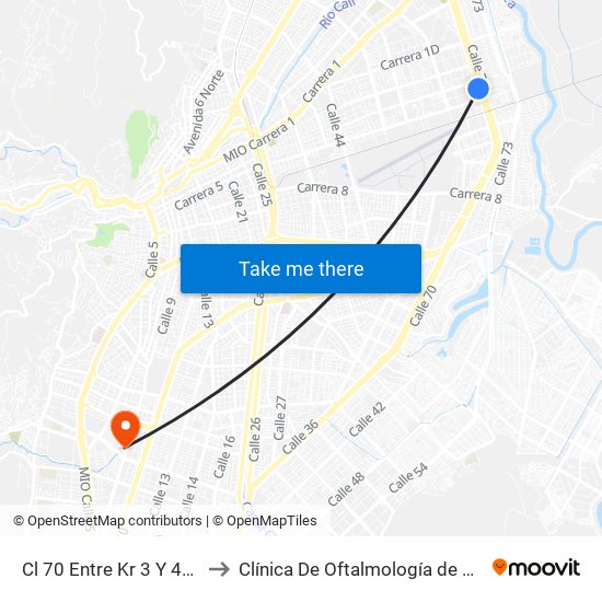 Cl 70 Entre Kr 3 Y 4c Pp2 to Clínica De Oftalmología de Cali S.A map