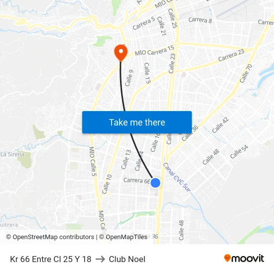 Kr 66 Entre Cl 25 Y 18 to Club Noel map