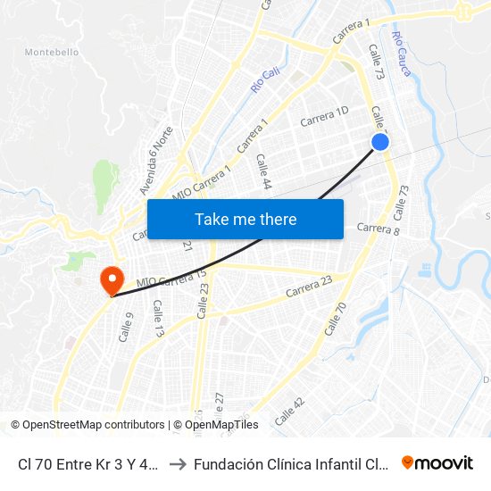 Cl 70 Entre Kr 3 Y 4c Pp2 to Fundación Clínica Infantil Club Noel map