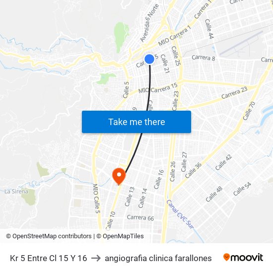 Kr 5 Entre Cl 15  Y 16 to angiografia clinica farallones map