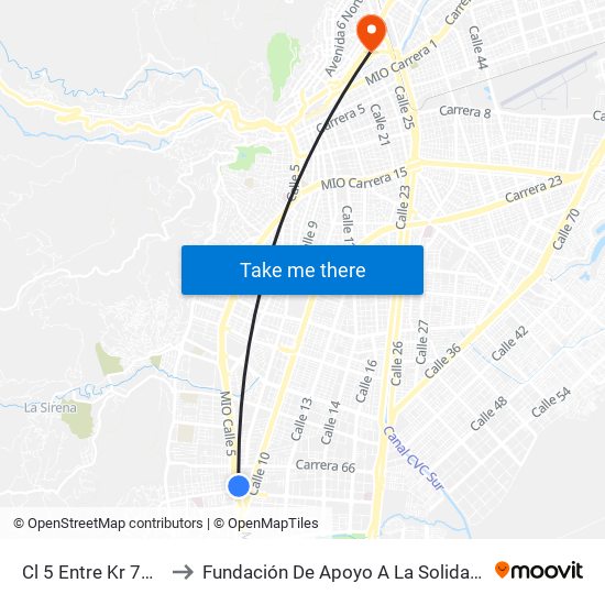 Cl 5 Entre Kr 70 Y 68 to Fundación De Apoyo A La Solidaridad Fas map