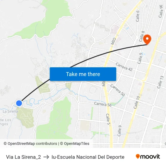 Via La Sirena_2 to Iu-Escuela Nacional Del Deporte map