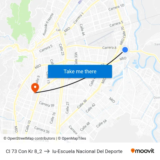 Cl 73 Con Kr 8_2 to Iu-Escuela Nacional Del Deporte map