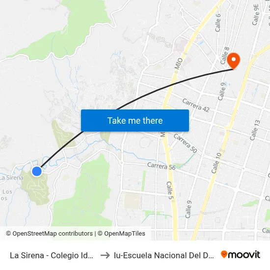 La Sirena - Colegio Ideas_2 to Iu-Escuela Nacional Del Deporte map