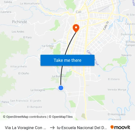 Via La Voragine Con Cl 2_2 to Iu-Escuela Nacional Del Deporte map