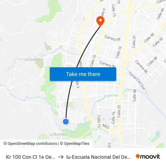 Kr 100 Con Cl 1e Oe_P2 to Iu-Escuela Nacional Del Deporte map