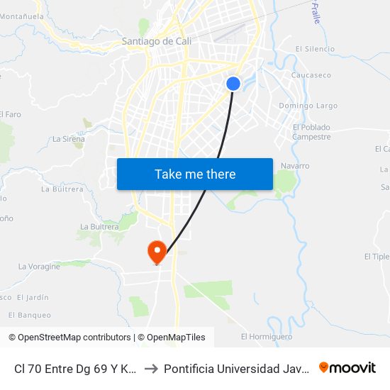 Cl 70 Entre Dg 69 Y Kr 26h to Pontificia Universidad Javeriana map