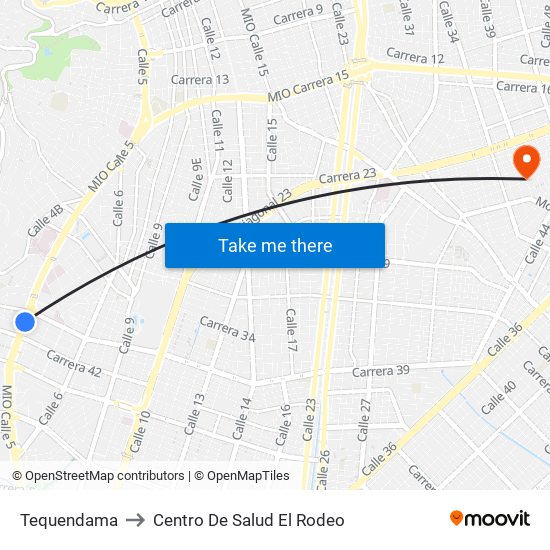 Tequendama to Centro De Salud El Rodeo map