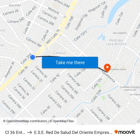 Cl 36 Entre Kr 29 Y 29c to E.S.E. Red De Salud Del Oriente Empresa Social Del Estado Hospital Carlos Holmes Trujillo map