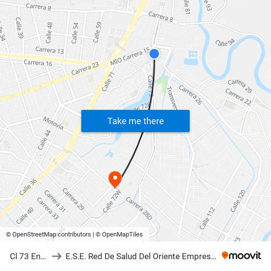 Cl 73 Entre Dg 18 Y 17 to E.S.E. Red De Salud Del Oriente Empresa Social Del Estado Hospital Carlos Holmes Trujillo map