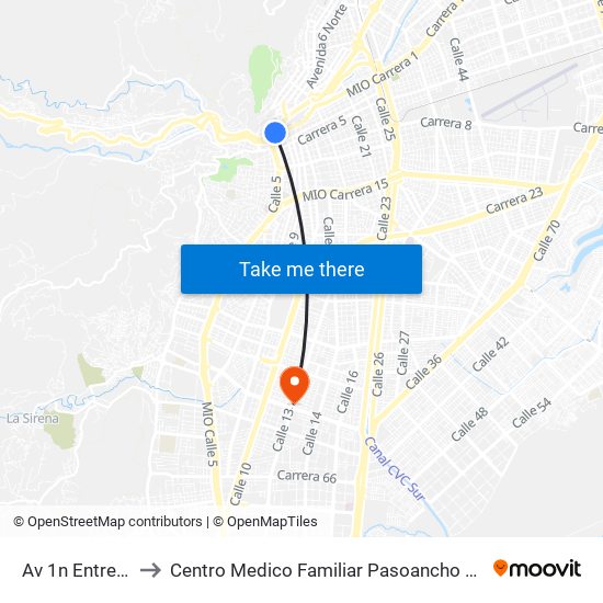 Av 1n Entre Cl 7 Y 6 to Centro Medico Familiar Pasoancho Cruz Blanca Eps S.A. map