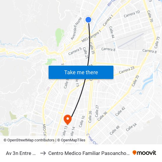 Av 3n Entre Cl 31 Y 30 to Centro Medico Familiar Pasoancho Cruz Blanca Eps S.A. map