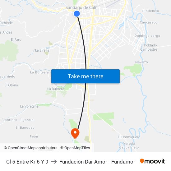 Cl 5 Entre Kr 6 Y 9 to Fundación Dar Amor - Fundamor map