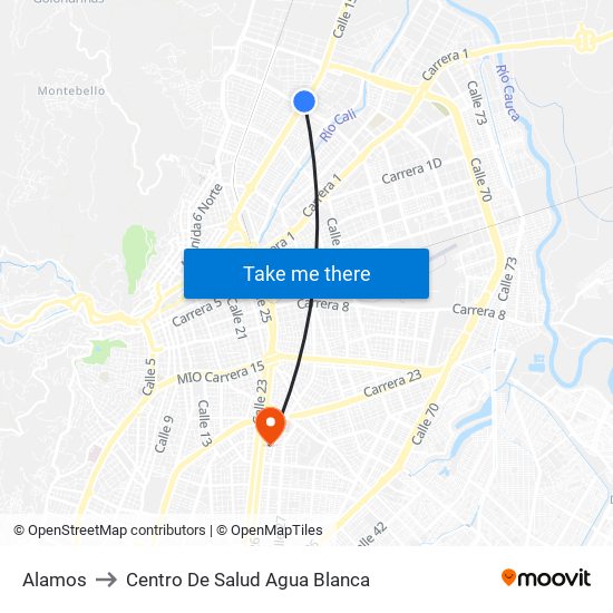 Alamos to Centro De Salud Agua Blanca map