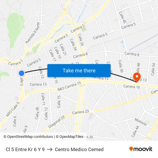 Cl 5 Entre Kr 6 Y 9 to Centro Medico Cemed map