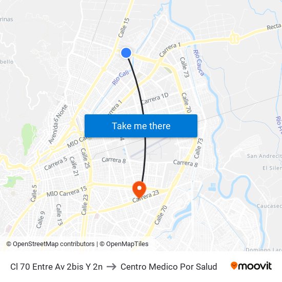 Cl 70 Entre Av 2bis Y 2n to Centro Medico Por Salud map