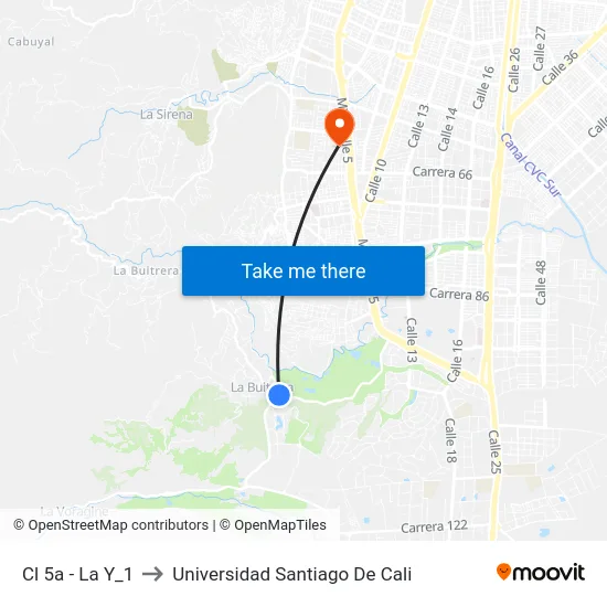 Cl 5a - La Y_1 to Universidad Santiago De Cali map
