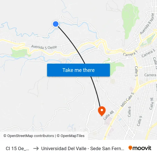 Cl 15 Oe_M2 to Universidad Del Valle - Sede San Fernando map