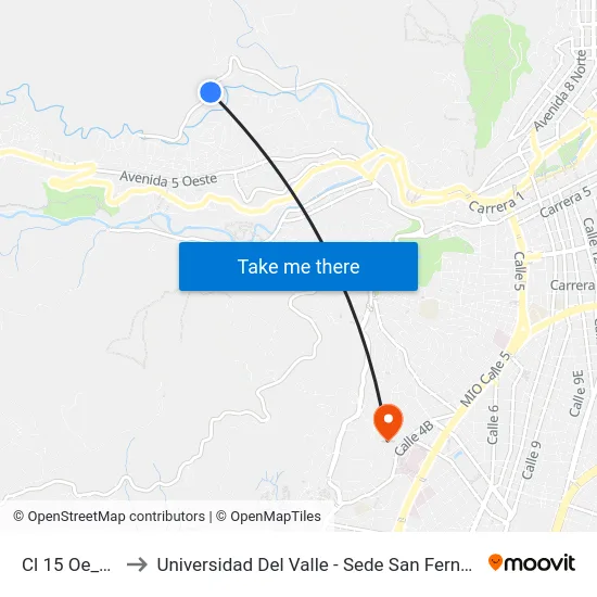 Cl 15 Oe_M1 to Universidad Del Valle - Sede San Fernando map