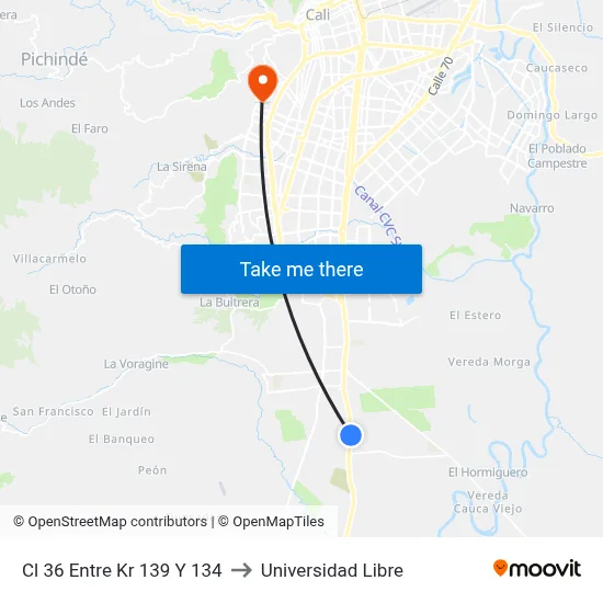 Cl 36 Entre Kr 139 Y 134 to Universidad Libre map
