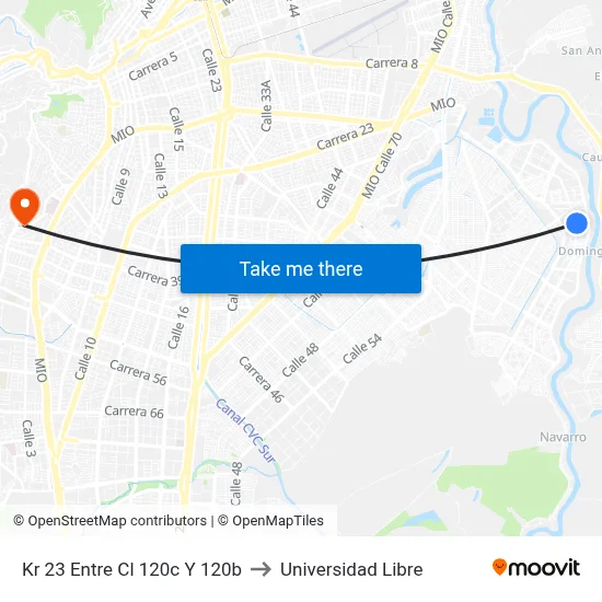Kr 23 Entre Cl 120c Y 120b to Universidad Libre map