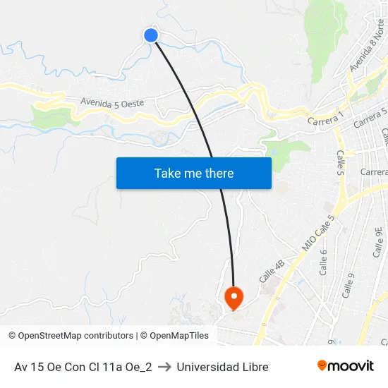 Av 15 Oe Con Cl 11a Oe_2 to Universidad Libre map