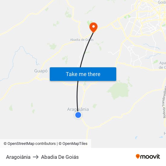 Aragoiânia to Abadia De Goiás map