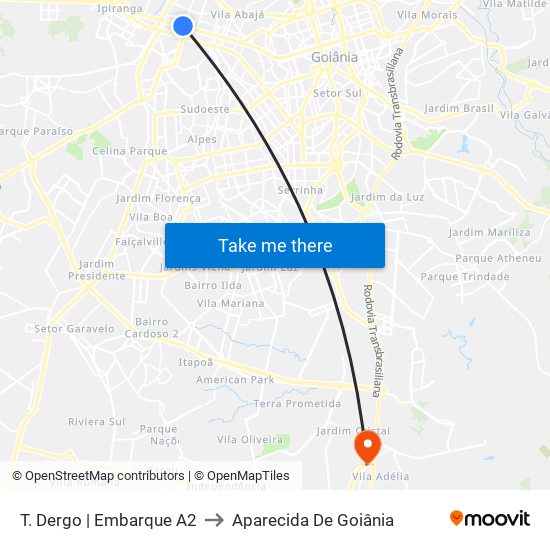 T. Dergo | Embarque A2 to Aparecida De Goiânia map