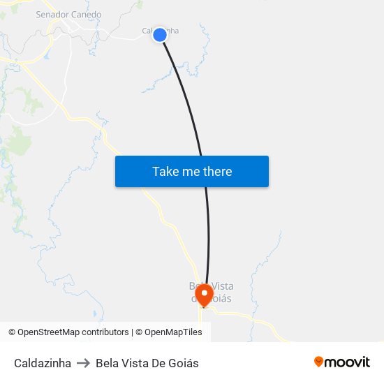 Caldazinha to Bela Vista De Goiás map