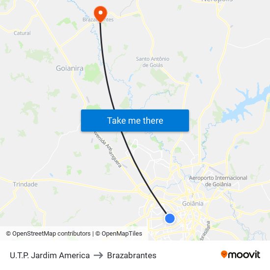 U.T.P. Jardim America to Brazabrantes map