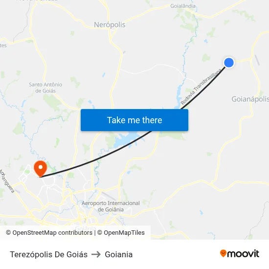 Terezópolis De Goiás to Goiania map