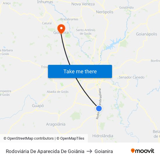 Rodoviária De Aparecida De Goiânia to Goianira map